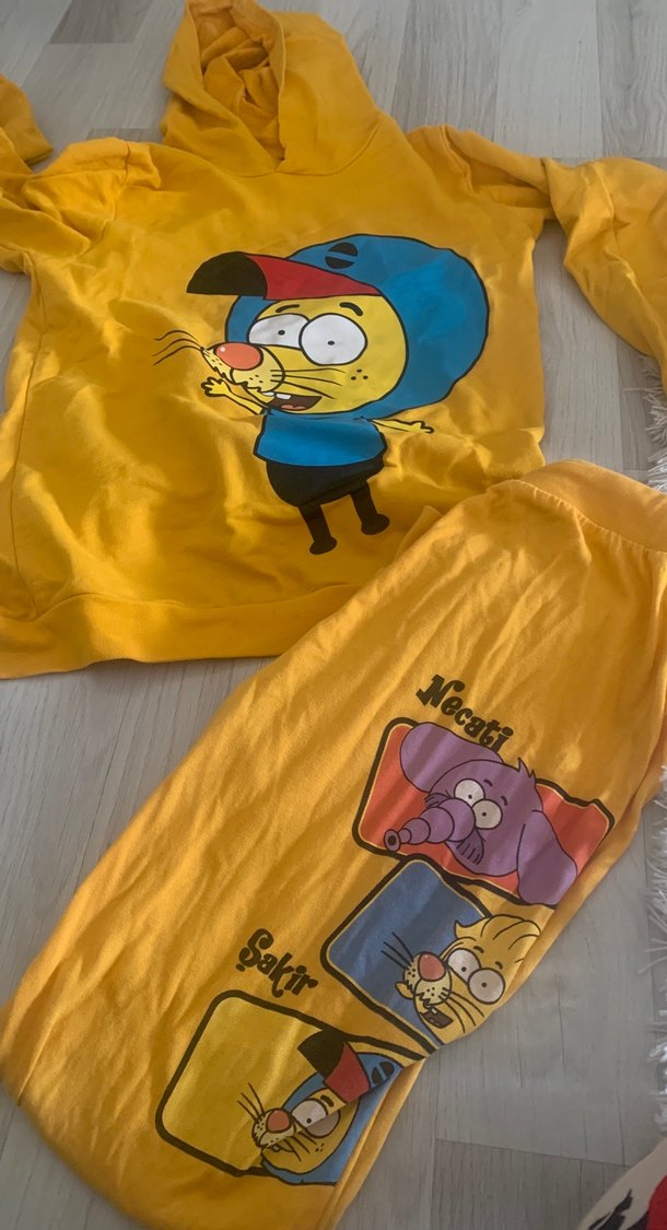 Erkek Çocuk Sarı Kapüşonlu Baskılı Sweatshirt - Görsel 3