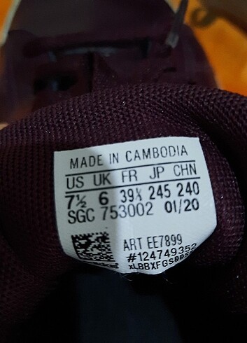 39 Beden bordo Renk adidas spor ayakkabı