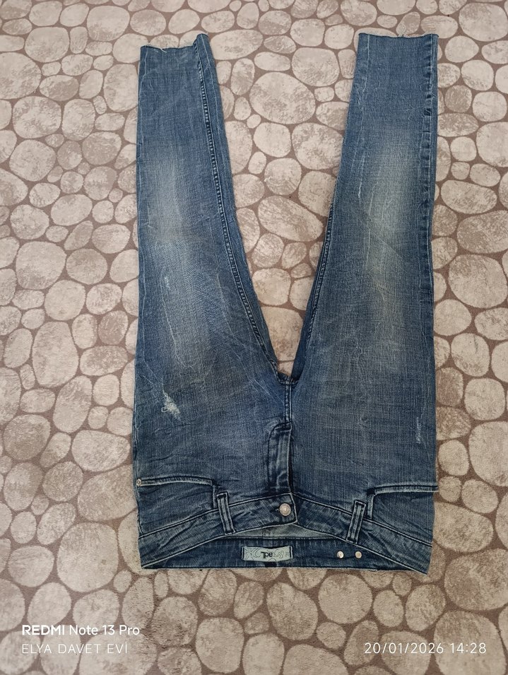 adL Kadın Bağcıklı Lacivert Batik Jean - Görsel 4