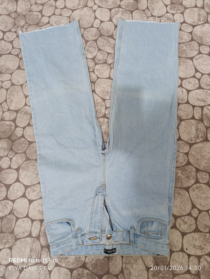 dar geldi etiketsiz sıfır Mavi Loose Fit Kadın Denim Pantolon - Görsel 2