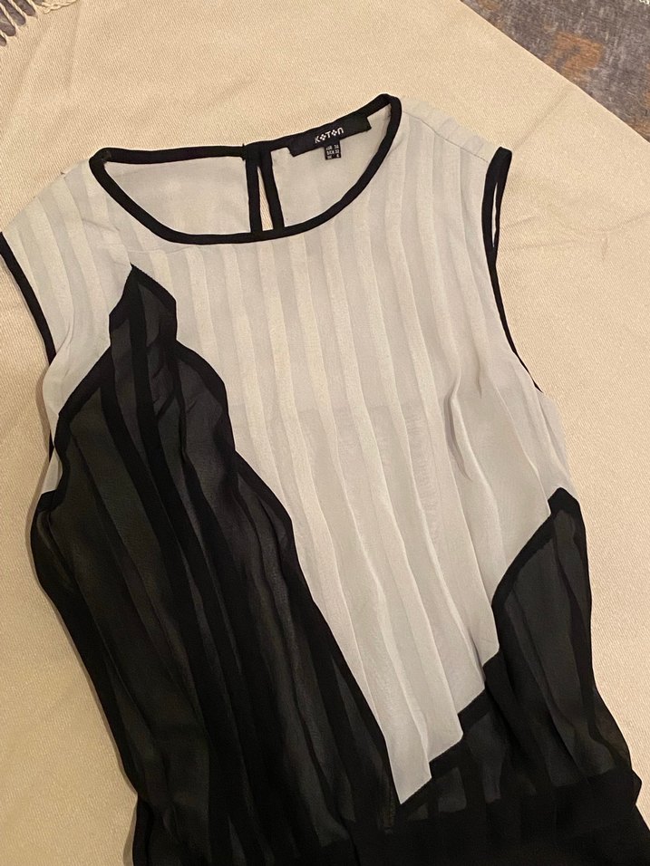 Koton Siyah-Beyaz Pilili Abiye Elbise - Görsel 2