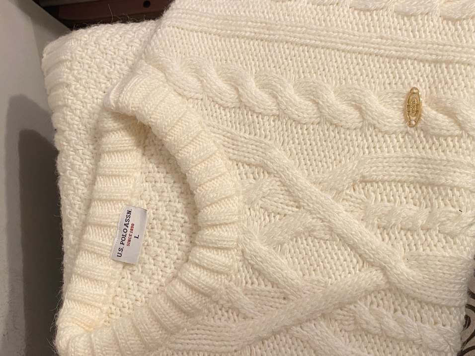US Polo Beyaz Örgü Kadın Kazak - Görsel 3