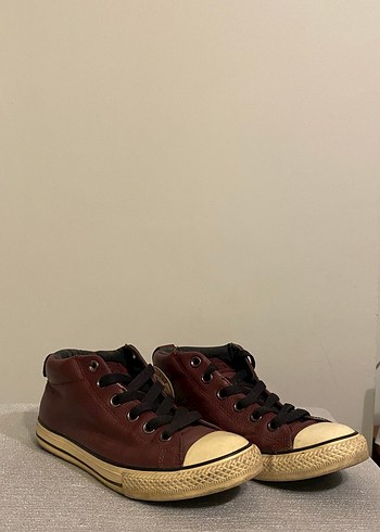 Bordo Deri Converse - Görsel 3