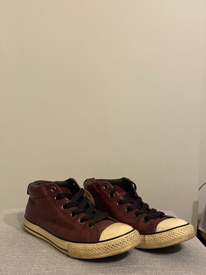 Bordo Deri Converse - Görsel 3
