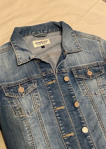 Düğmeli Mavi Kadın Denim Kot Ceket - Görsel 2