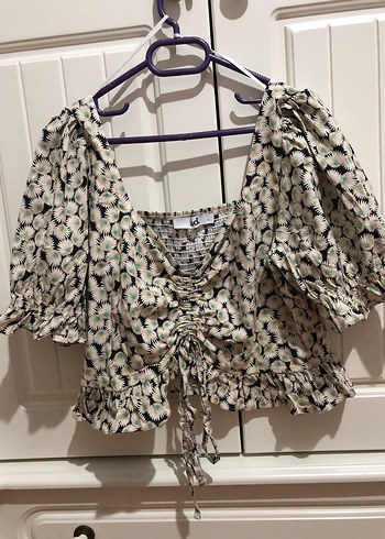 Ekru Desenli Straplez Kadın Bluz - Görsel 2