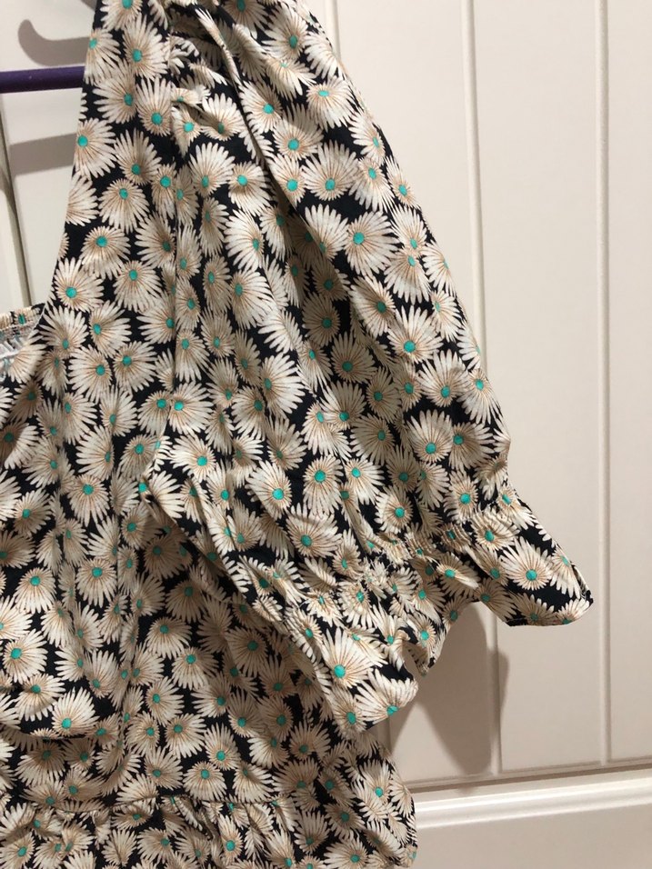 Ekru Desenli Straplez Kadın Bluz - Görsel 4