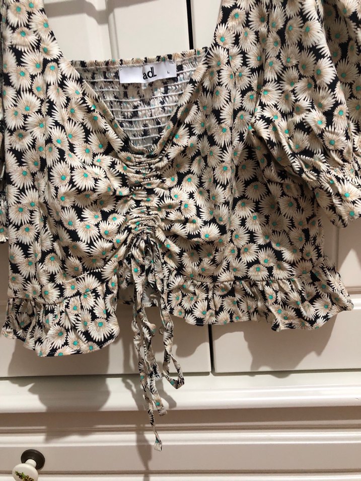 Ekru Desenli Straplez Kadın Bluz - Görsel 5