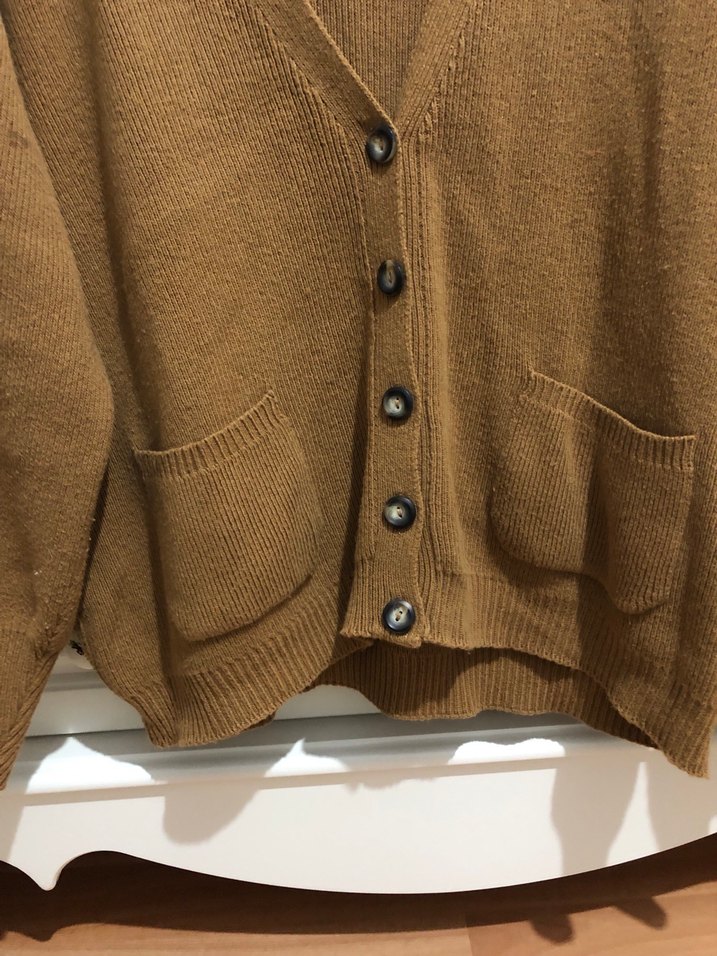 Düğmeli Taba Kadın Hırka - Görsel 2