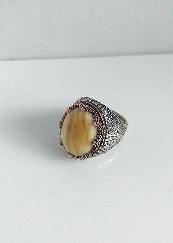 Beden Erkek Vintage gümüş kaya damla kehribar yüzük