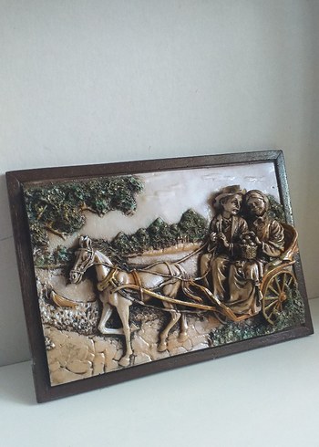 At Arabası Temalı Kabartma Tablo 23x17