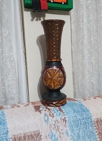  Beden kahverengi Renk Dekoratif ahşap büyük boy vazo 46 cm 