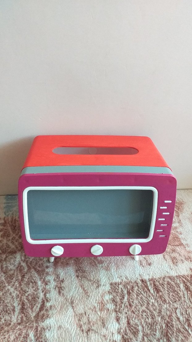 Pembe Retro Stil Monitör tv peçetelik - Görsel 4