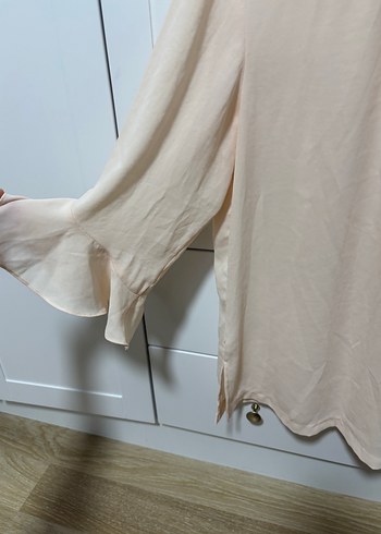 Bej Kadın Uzun Kollu Fırfırlı Bluz - Görsel 2