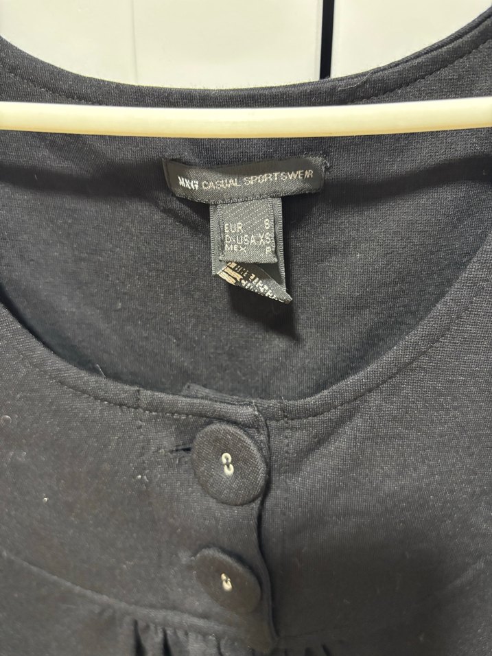 Siyah Midi V Yaka Düğmeli Elbise - Görsel 3