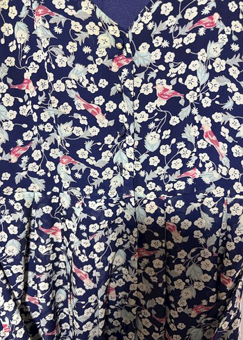 Çiçek Desenli V Yaka Midi Elbise - Görsel 5