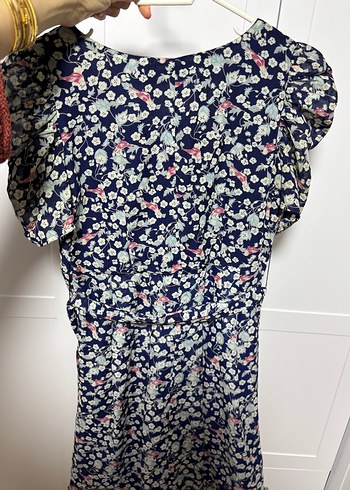 Çiçek Desenli V Yaka Midi Elbise - Görsel 6