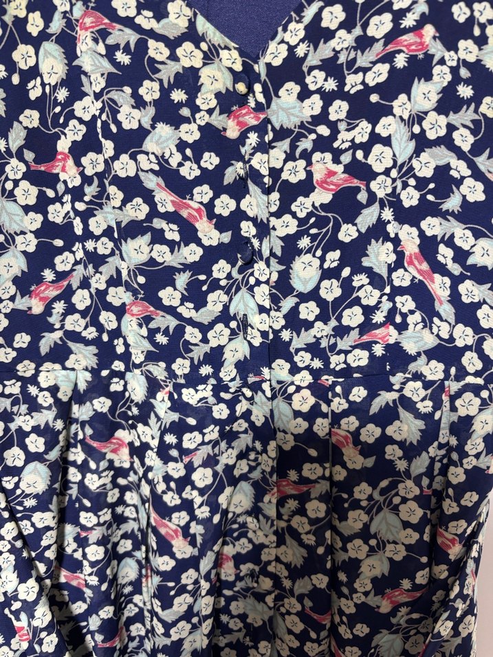 Çiçek Desenli V Yaka Midi Elbise - Görsel 5