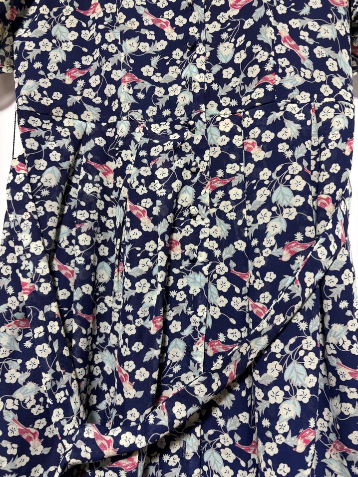 Çiçek Desenli V Yaka Midi Elbise - Görsel 2