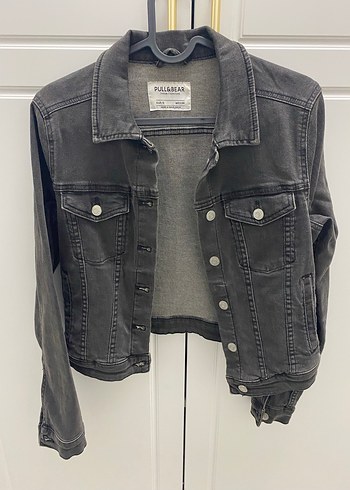 Gri Düğmeli Kadın Denim Ceket