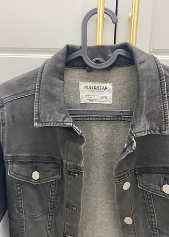 Pull and Bear Gri Düğmeli Kadın Denim Ceket