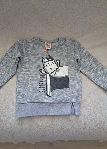Gri Uzun Kollu Erkek Çocuk Sweatshirt