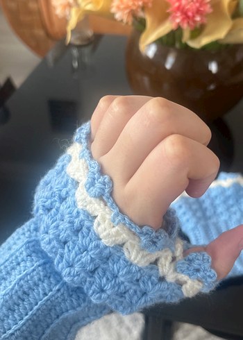 Bohem Tarz Mavi Örgü Eldiven - Görsel 4