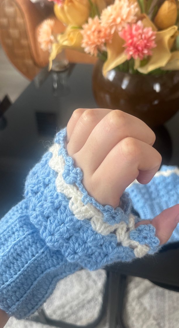 Bohem Tarz Mavi Örgü Eldiven - Görsel 4