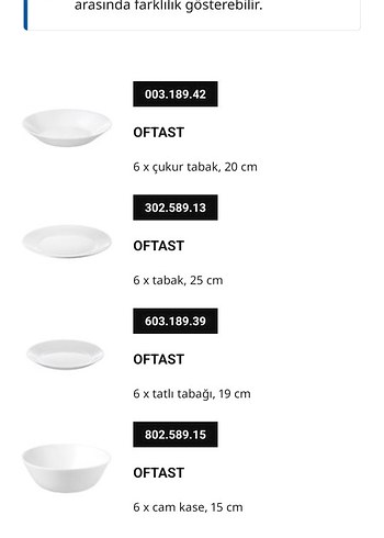 Ikea Ikea Beyaz Yemek Takımı Seti,24 adet