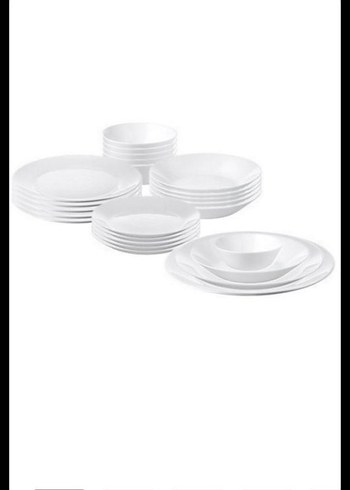 Ikea Beyaz Yemek Takımı Seti,24 adet