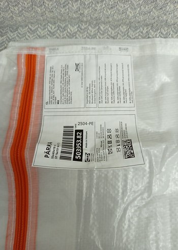 Ikea Gri-Beyaz Saklama Çantası Turuncu Fermuar