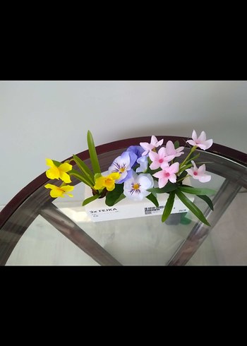 Pastel Renkli Çoklu Çiçekli saksılı