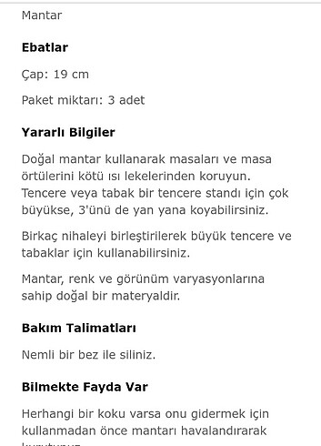  Beden kahverengi Renk IKEA,Nihale ,mantar ,3 adet