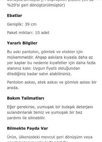  Beden Renk IKEA, Askı Aparatı 10 adet ????