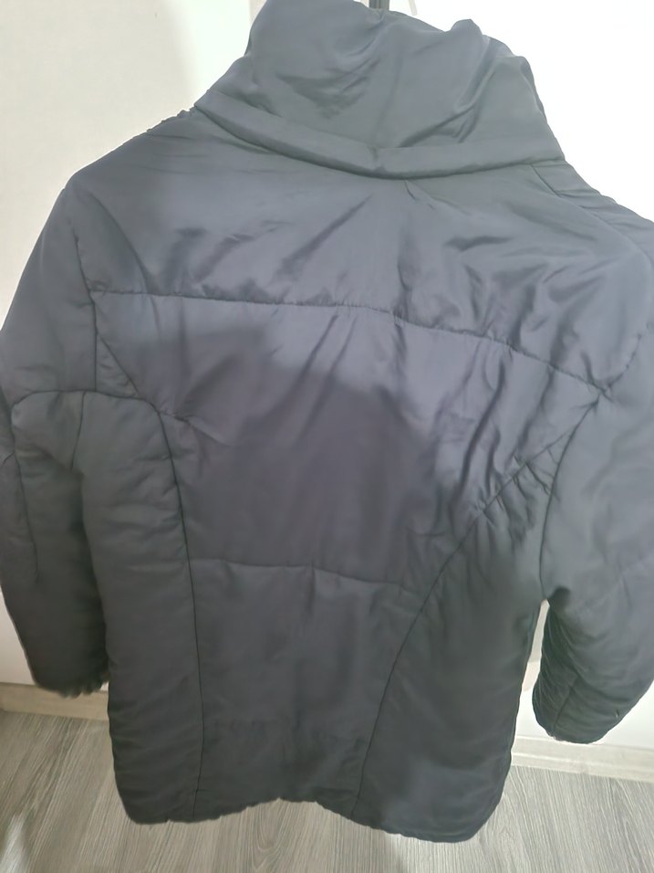 Düğmeli Gri Kadın Kışlık Mont - Görsel 2