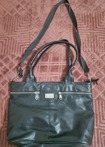 Siyah Deri Fermuarlı Kadın Çanta - Görsel 2