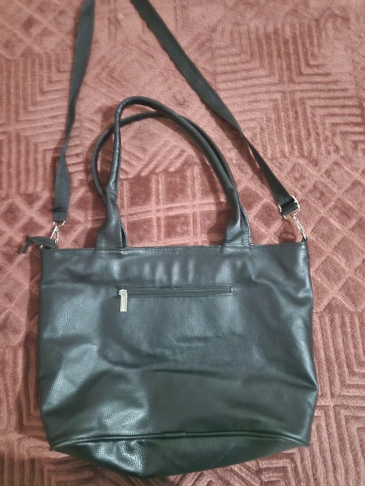 Siyah Deri Fermuarlı Kadın Çanta - Görsel 3