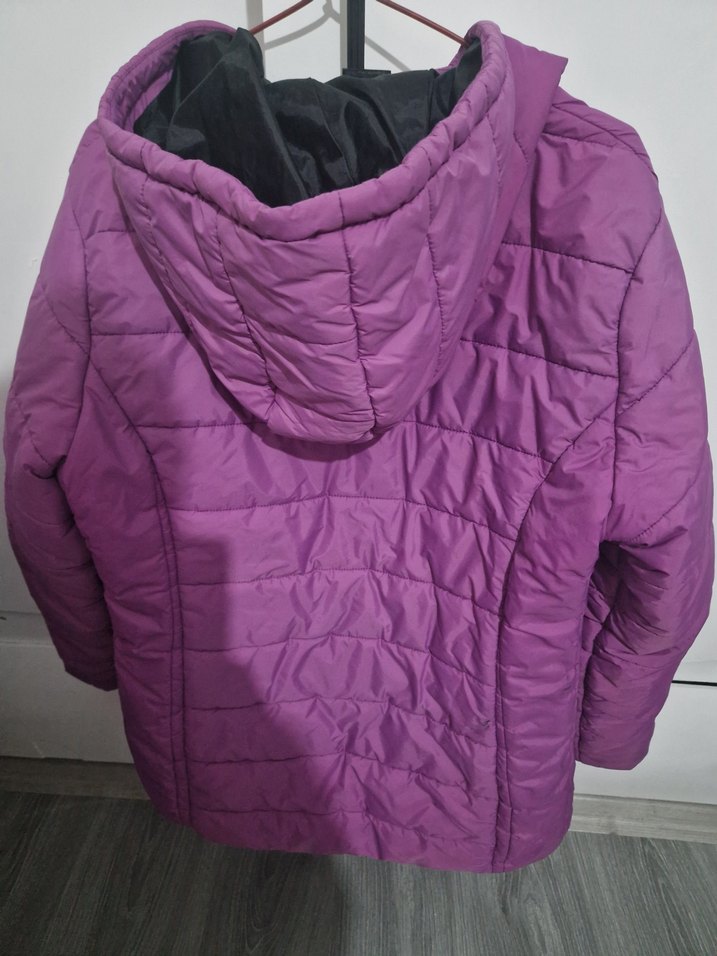 Mor Kapüşonlu Kadın Kış Montu - Görsel 2