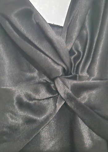 Siyah Uzun V Yaka Drapeli Kadın Abiye - Görsel 5