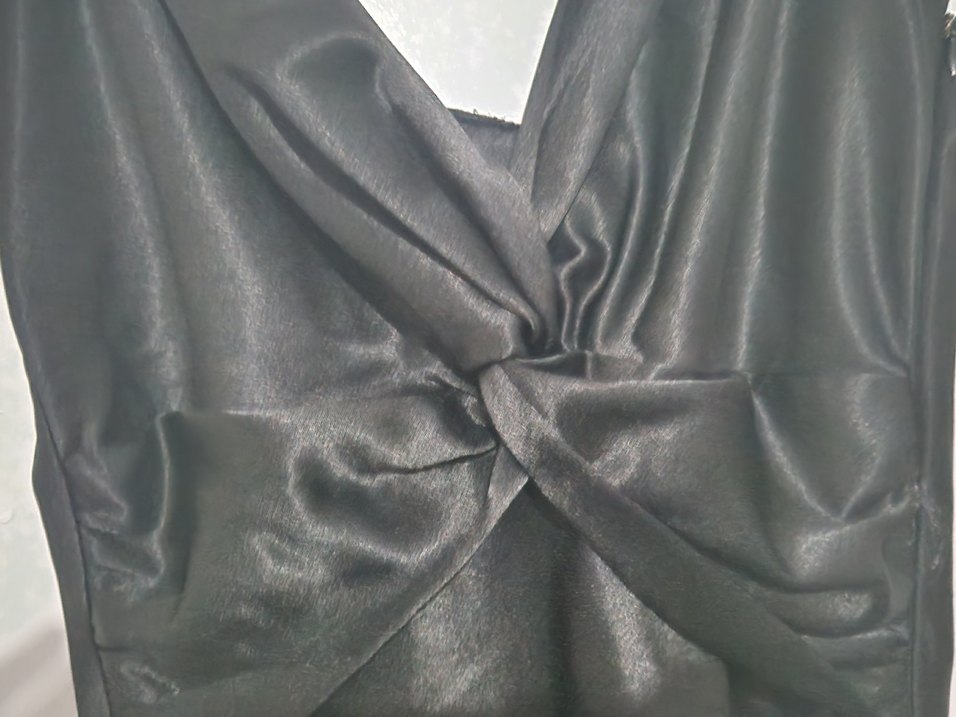 Siyah Uzun V Yaka Drapeli Kadın Abiye - Görsel 5