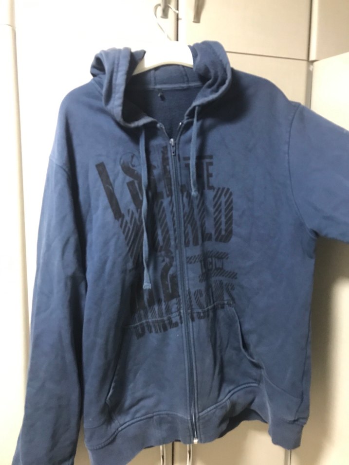 Kapüşonlu Fermuarlı Mavi Erkek Sweatshirt - Görsel 3