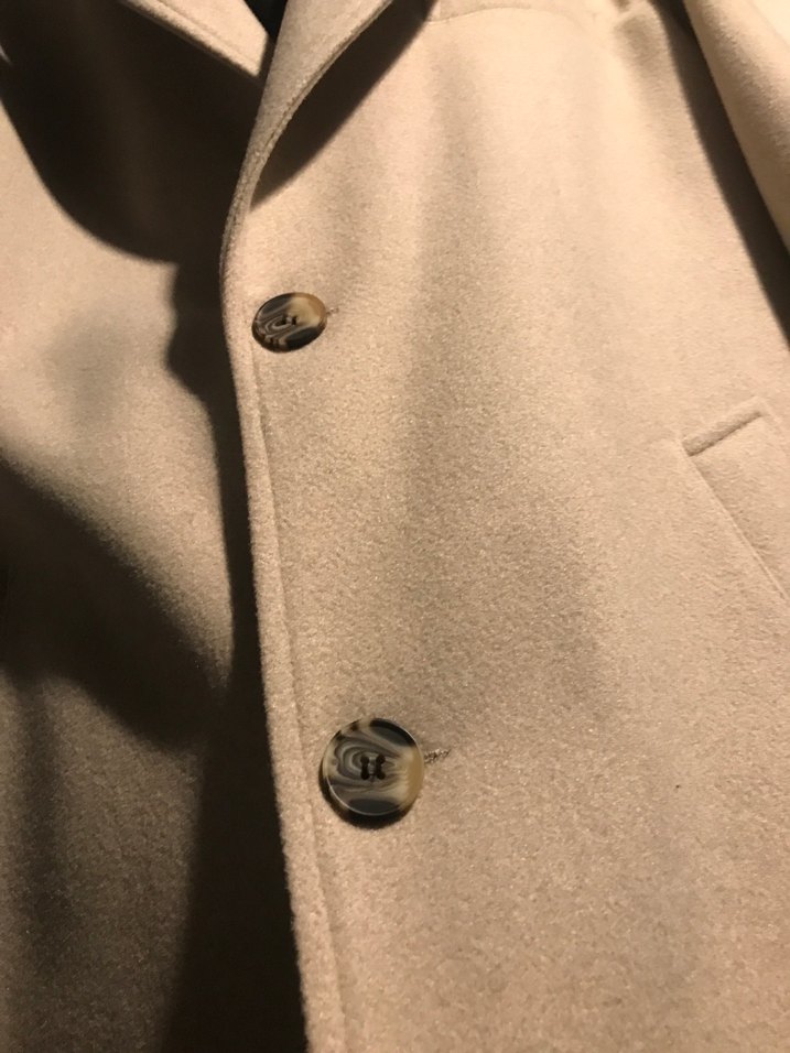 Bej Düğmeli Erkek Kaşe Kaban - Görsel 2