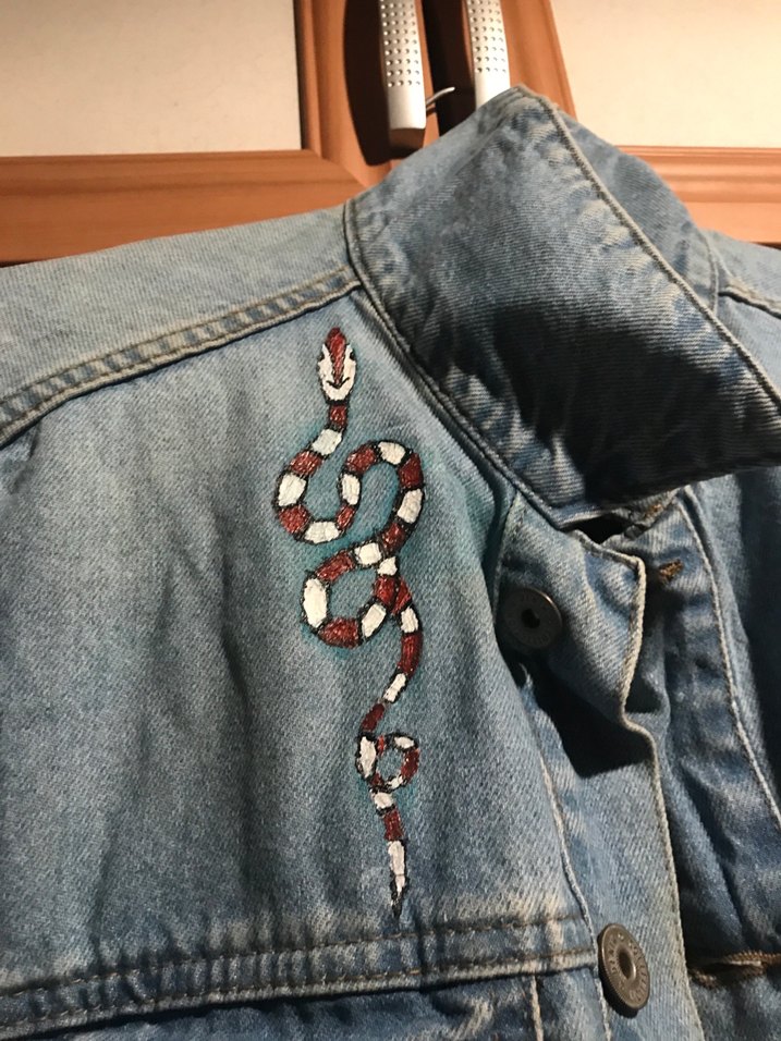 HANDMADE ÇİZİMLİ ERKEK KOT CEKET - Görsel 2