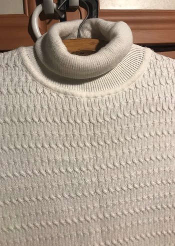 Erkek Beyaz Boğazlı Örgü Kazak - Görsel 3