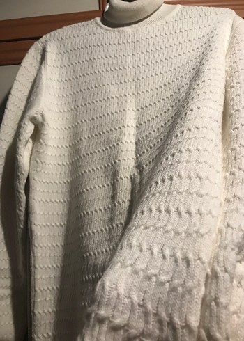 Erkek Beyaz Boğazlı Örgü Kazak - Görsel 4