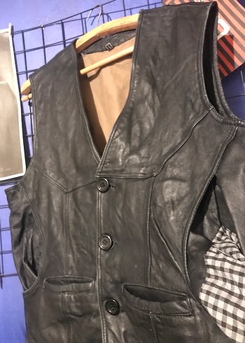 Gerçek deri motorcu yelek - Görsel 5