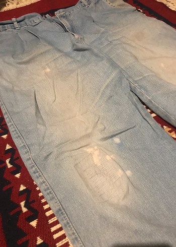 Yılan Desenli Baggy Mavi Kot Pantolon - Görsel 3