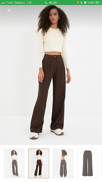 Trendyol & Milla Kahverengi Wide Leg geniş paça pilili pantolon
