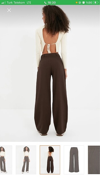 l Beden Kahverengi Wide Leg geniş paça pilili pantolon