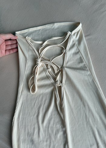 Beyaz Straplez Midi Kadın Tulum - Görsel 2